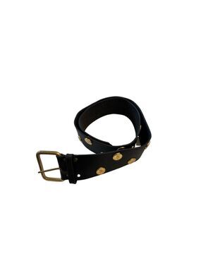 Women's RUZA Black Gold Studded Leather Belt One Size Vintage pre-Y2K